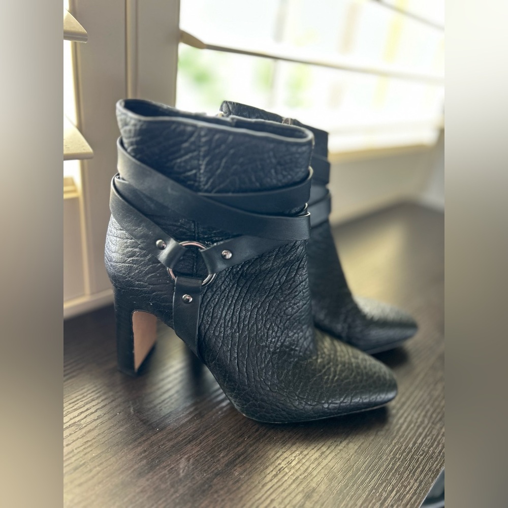 Vince Camuto Black Heeled Boots with Ankle Strap new